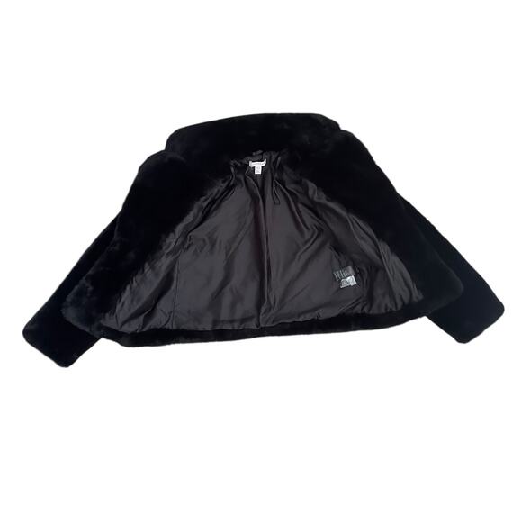 Topshop Women’s Black Faux Fur Jacket Coat Short Plush Cropped Size US 6 UK 10 - Picture 4 of 9